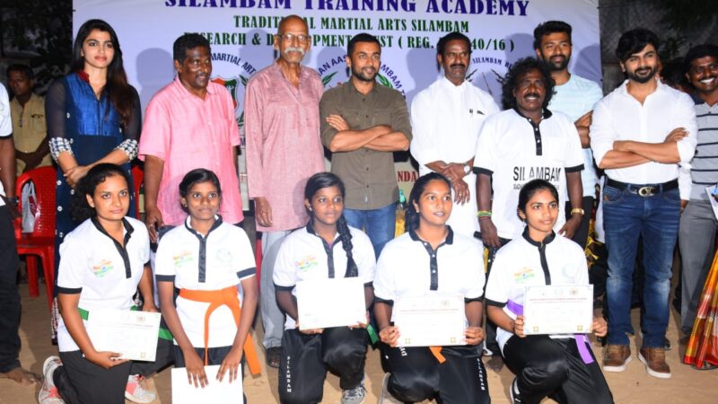 சூர்யா, கார்த்தி, சாய் தன்ஷிகா கலந்து கொண்ட பாண்டியன் மாஸ்டர் நடத்திய சிலம்பம் பெல்ட் கிரடிங் நிகழ்ச்சி