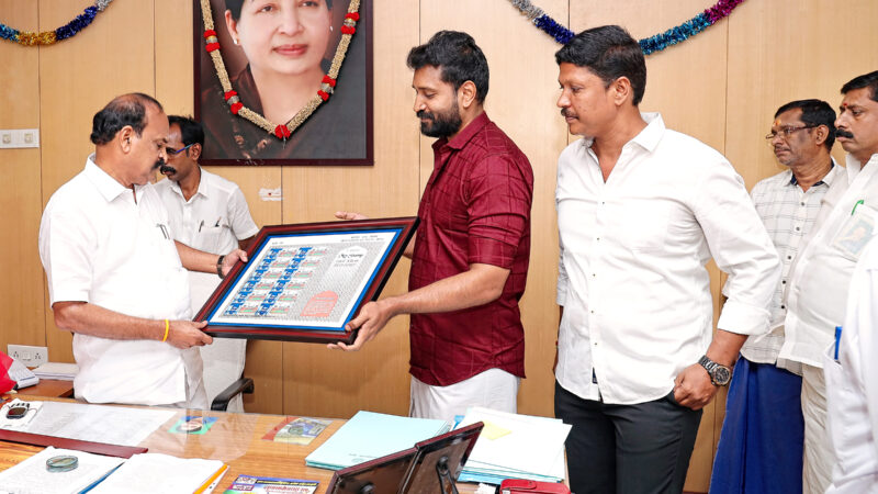 Tamil Nadu I&B Minister Kadambur Raju releases ‘MyStamp’ of Jaivanth, Founder, All India Jaivanth Welfare Movement*