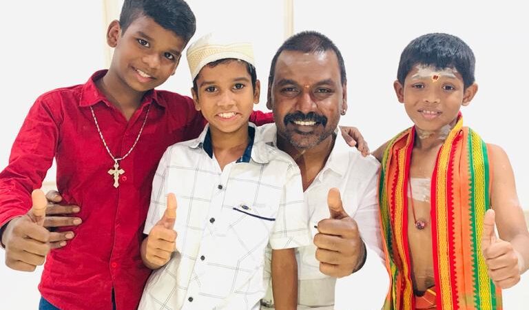 இந்து, முஸ்லீம், கிறிஸ்டின் மூன்று மதங்களுக்கும் ஒரே ஆலயம்  நடிகர் ராகவா லாரன்ஸ் துவங்குகிறார்