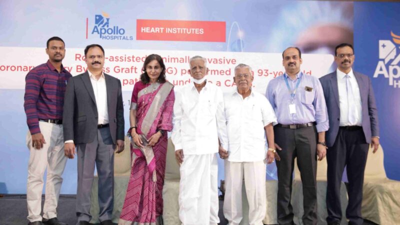 Chennai Apollo Hospitals in Chennai becomes the first hospital in India to have performed Robot-Assisted Cardiac Surgery on a 93 year old patient.!